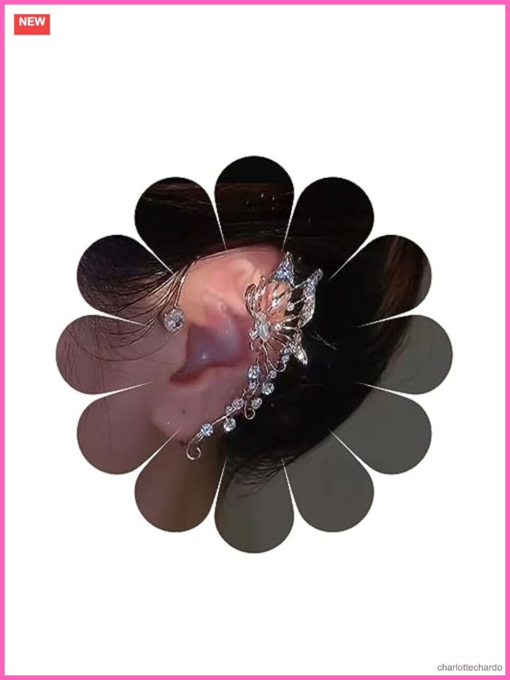 Crystal Butterfly Ear Cuff Earrings Silver Punk Cz Wrap